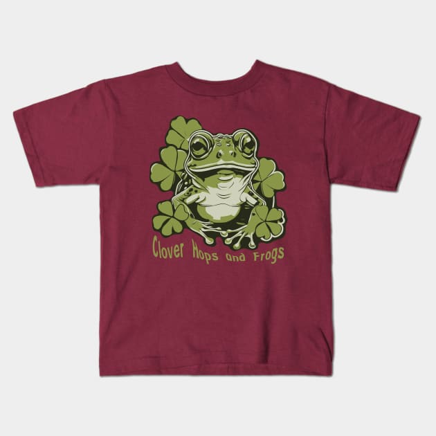 Clover Hops and Frogs Kids T-Shirt by NONGENGZ